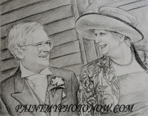 Charcoal drawing as 25th anniversary gift