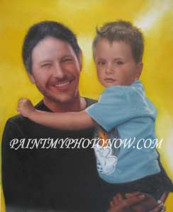 Father with child painting